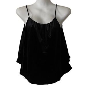 NWT black Crushed velvet/velour double hem swing tank top - size S